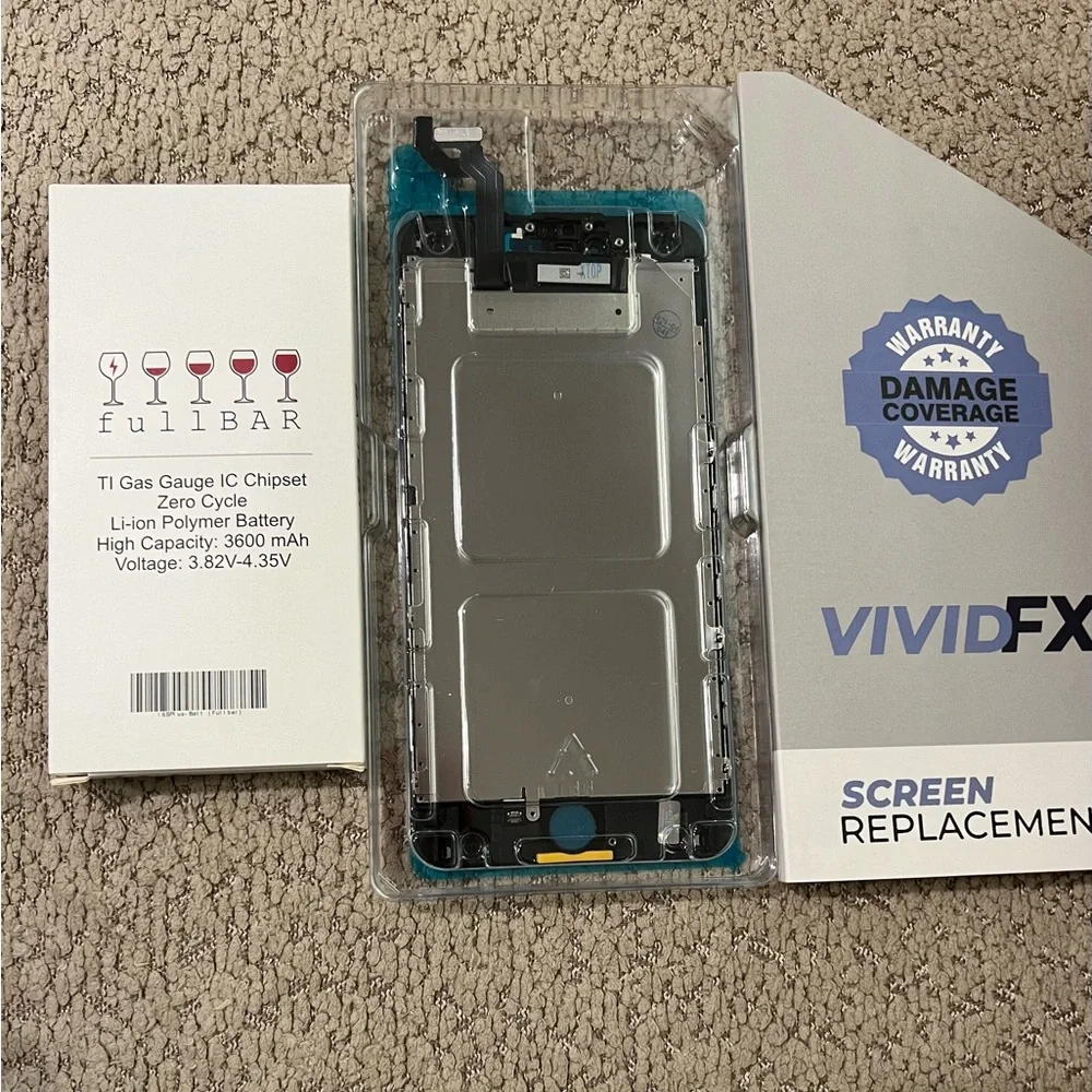 iPhone 6S Plus LCD Screen Replacement (With Steel Plate) (Black) + Battery